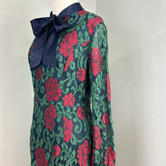 NWT The Moon Collection Green Lace Floral Neck Bow Dress Sz M - Picture 9 of 12